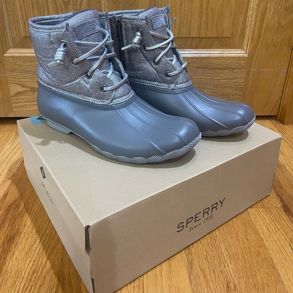 Metallic Silver Sperry Duck Boots